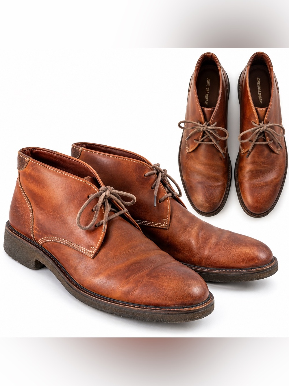 Johnston & Murphy Men’s 9M Brown Leather Chukka Boots Dress Casual Lace Up